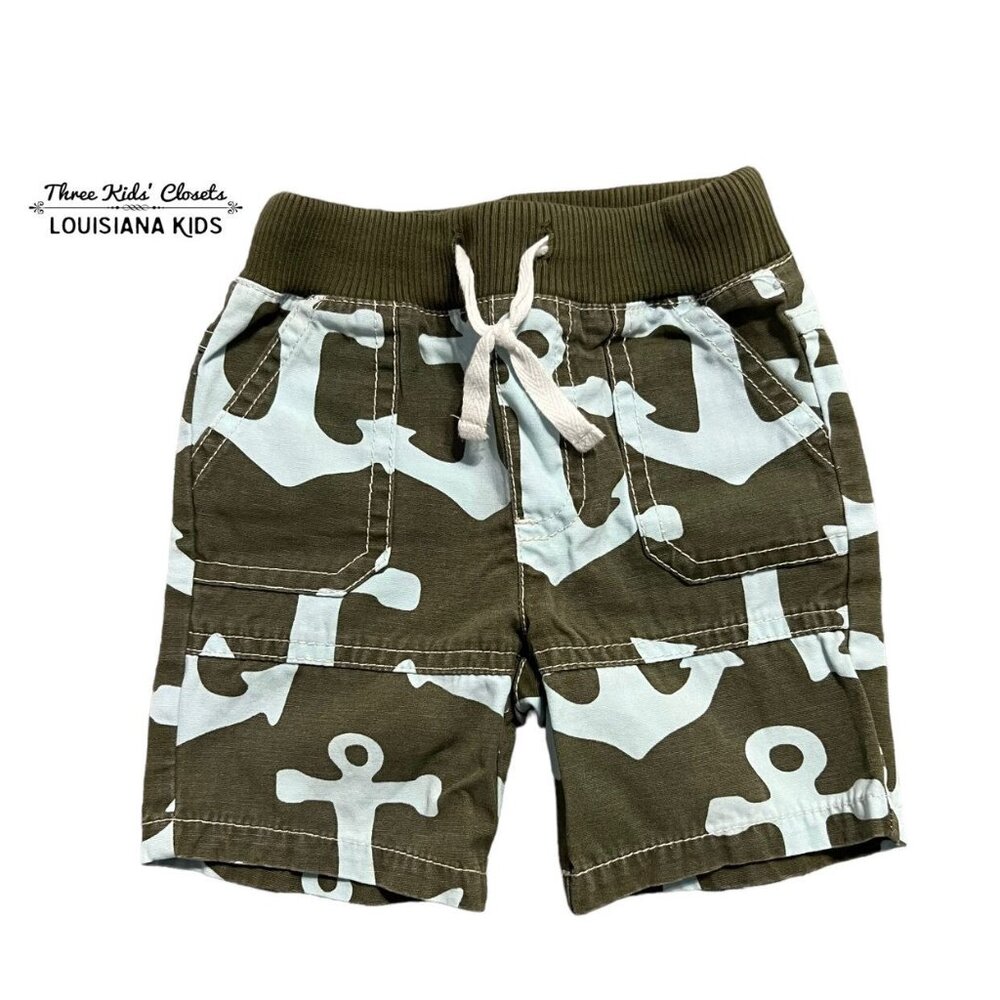 Baby Boden 6-12m Nautical Anchor Drawstring Shorts